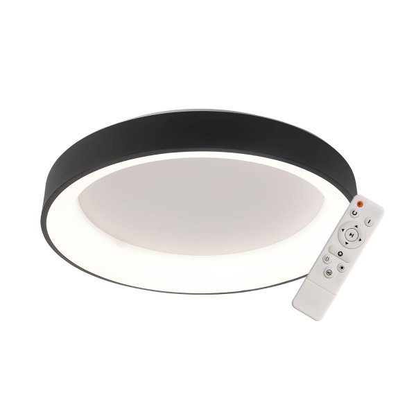 Plafonnier LED dimmable Wesler noir 46W Ø45 cm, dimmable avec télécommande